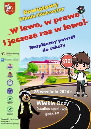 plakat informujący o zorganizowaniu Powiatowego Pikniku Edukacyjnego